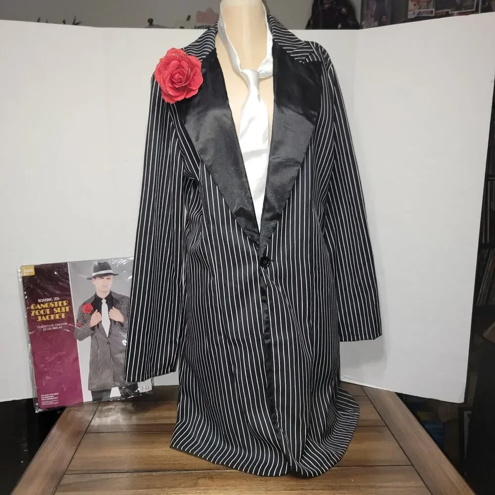 Roaring 20's Gangster Zoot Suit Jacket (OSFM) + Tie & Rose Clip